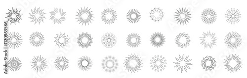 Wallpaper Mural Set abstract collection round circles starburst sunburst sunset black line doodle design elements Torontodigital.ca