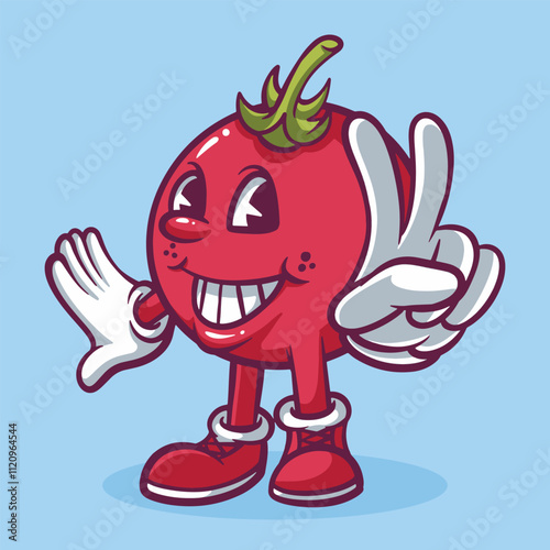 Cute Tomato Mascot Hand Drawn Illustration