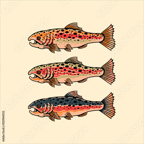 fresh water fish illustration design