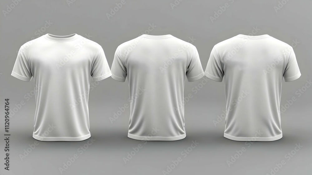 Three views of a plain white t-shirt. Three views of a plain white t-shirt.