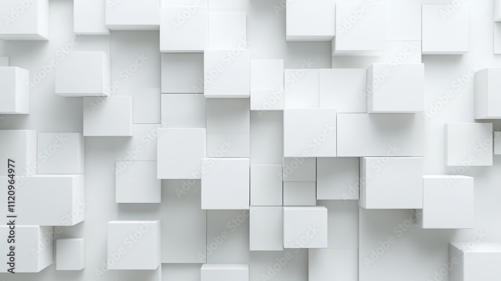 Modern White Cube Textured Wall Design. Contemporary wall design featuring three-dimensional white cubes with varying sizes and depths, creating a minimalist aesthetic. Modern White Cube Textured Wall Design. Contemporary wall design featuring three-dimensional white cubes with varying sizes and depths, creating a minimalist aesthetic.