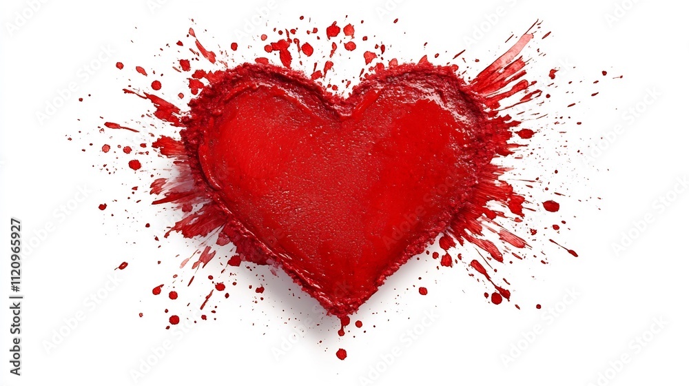 Passionate Red Heart with Soft Watercolor Texture in Romantic Design