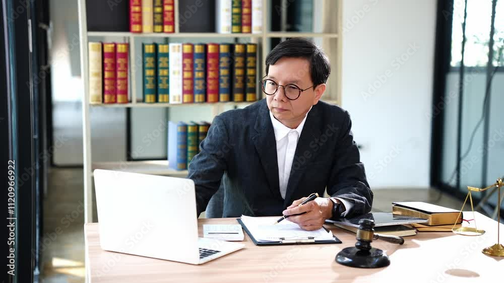 Lawyer working with hammer and scales regarding law with wooden hammer on table in courtroom justice and law lawyer judge court Lawyer working with hammer and scales regarding law with wooden hammer on table in courtroom justice and law lawyer judge court