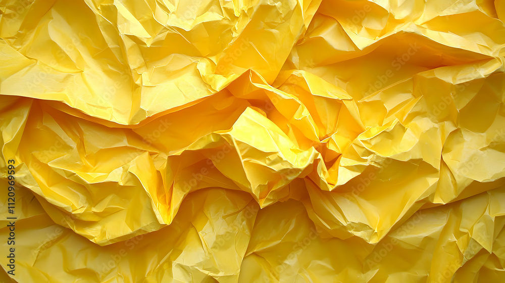 Crinkled Yellow Paper Texture: Abstract Background Design Crinkled Yellow Paper Texture: Abstract Background Design