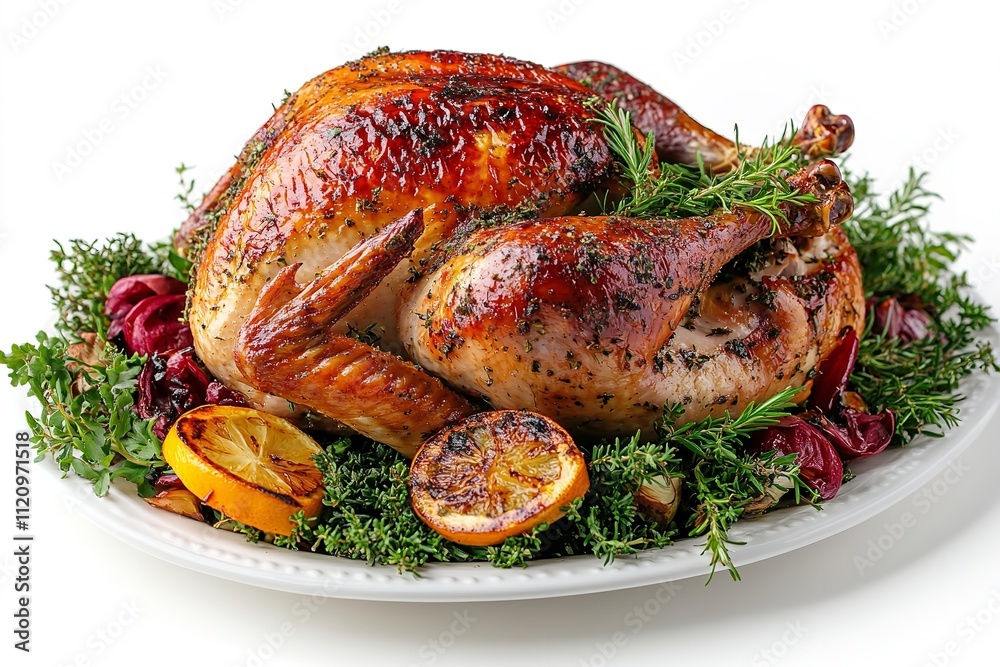 Excellent grade cooked turkey isolated on a white backdrop. Generative Ai Excellent grade cooked turkey isolated on a white backdrop. Generative Ai