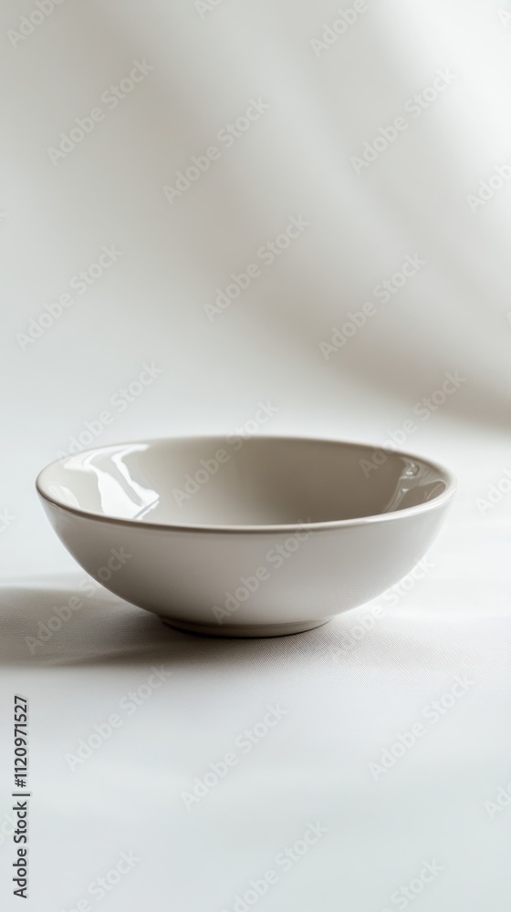 Empty ceramic bowl on a white surface Empty ceramic bowl on a white surface
