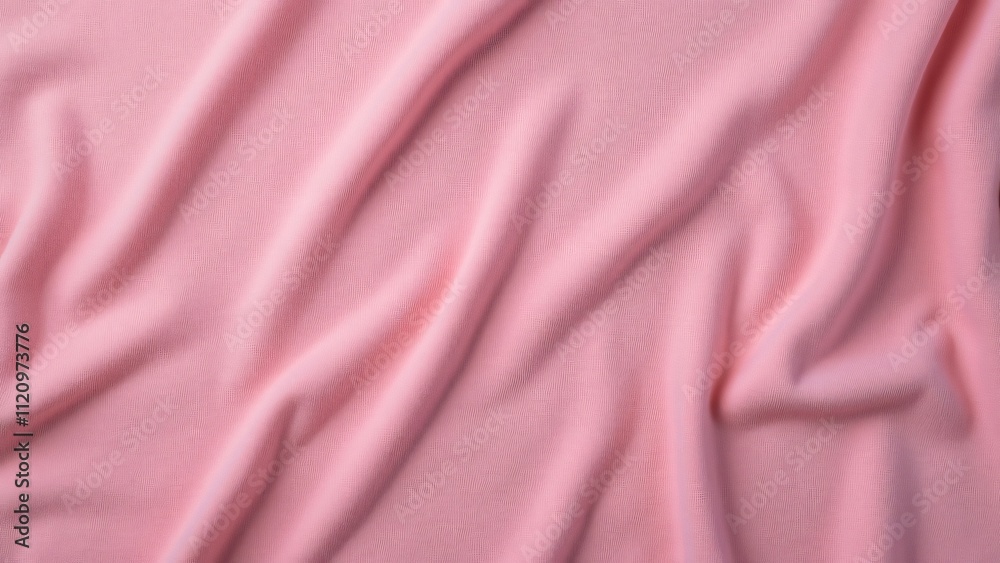 Fototapeta premium High-Resolution Close-Up of Pink Cotton T-Shirt Texture, Draped Fabric Background for Design