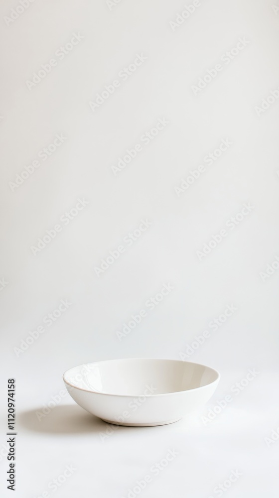 A single empty white bowl on a white background A single empty white bowl on a white background