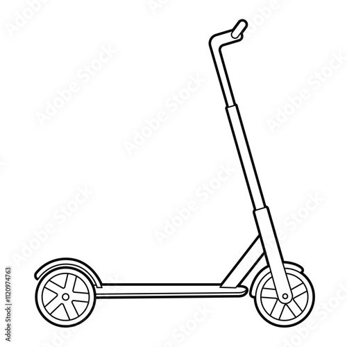 Electric scooter.  Outline illustration, isolated on white background, design element