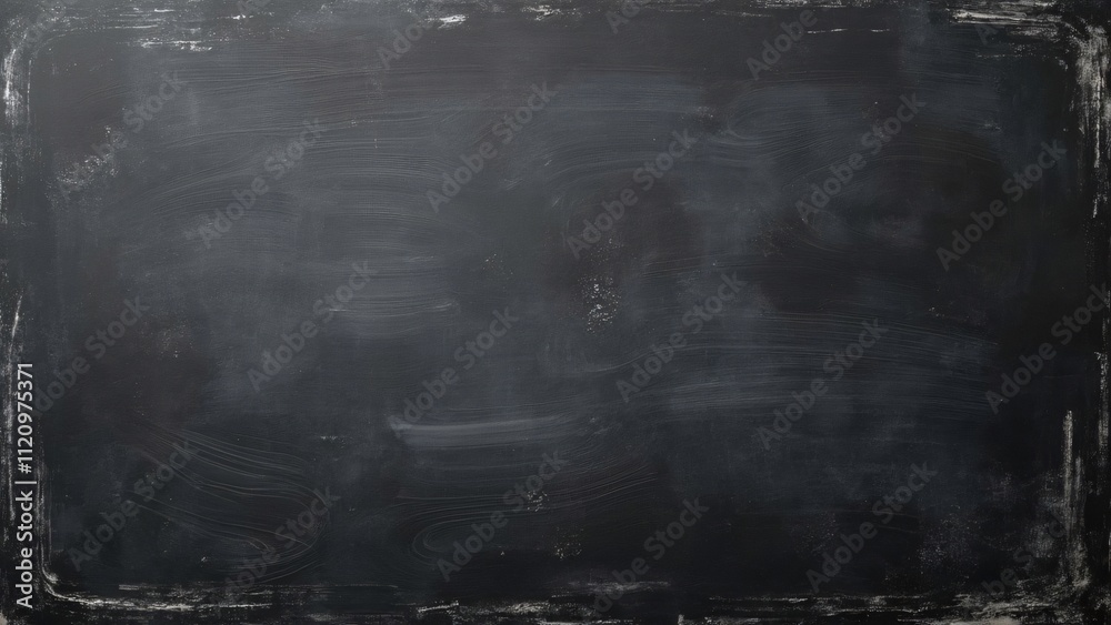 Fototapeta premium Black Chalkboard Texture Background, Dark Gray, Hand-Drawn, Textured Paper, Top View, Blank Space for Design or Text