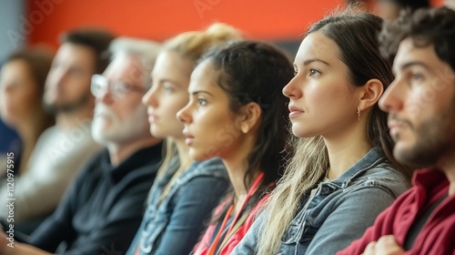 a group of people sitting next to each other