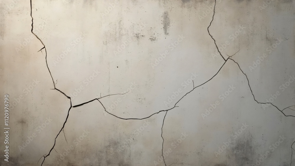 Obraz premium Aged Cracked Concrete Wall Texture, Neutral Tones, Faded Cement Background for Design