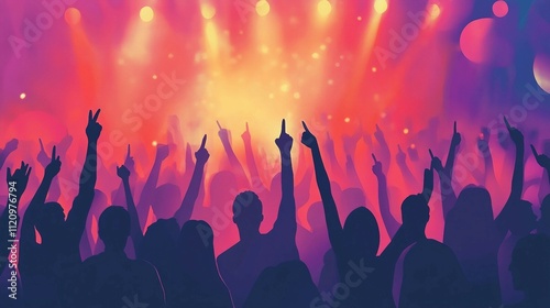 a crowd of people at a concert with their hands in the air