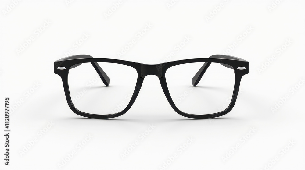 Fototapeta premium Sleek Black Glasses on White Background - High-Quality Glasses Photograph for Fashion and Optometry Use