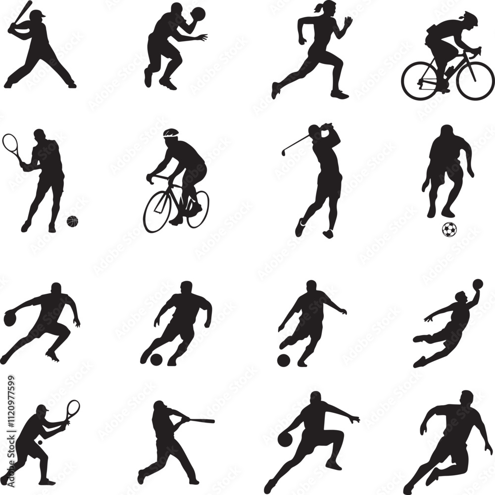 vector silhouette sport icon set vector silhouette sport icon set