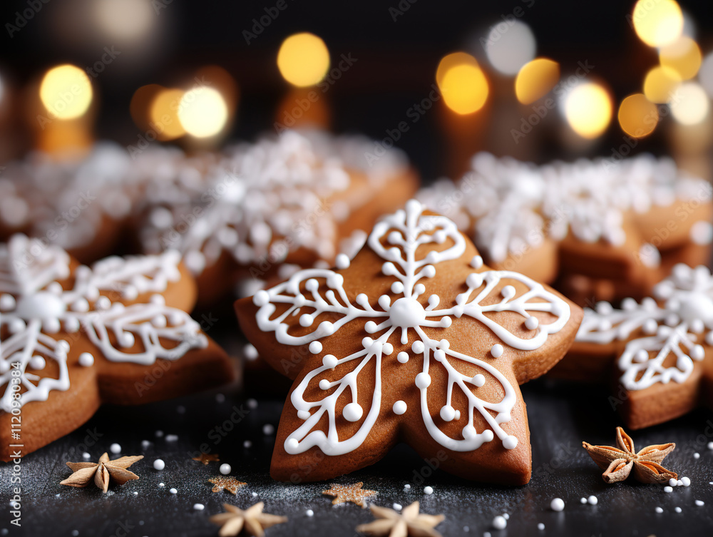 Gorgeous homemade German Christmas cookie.Close up of gingerbread cookies.Winter holidays background Gorgeous homemade German Christmas cookie.Close up of gingerbread cookies.Winter holidays background