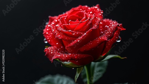 Close-up Dewy Red Rose Valentine's Day Bouquet - Photorealistic Flower Image photo