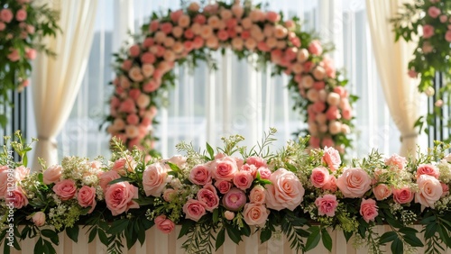 Stunning Pink Rose Wedding Garland & Floral Arch, Ceremony Decor