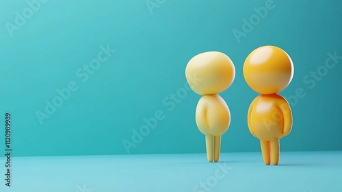 a couple of yellow figures standing next to each other