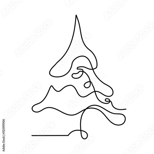 simple line of fir tree.minimals line concept.continuous single line drawing of christmas fir tree.vector illustration