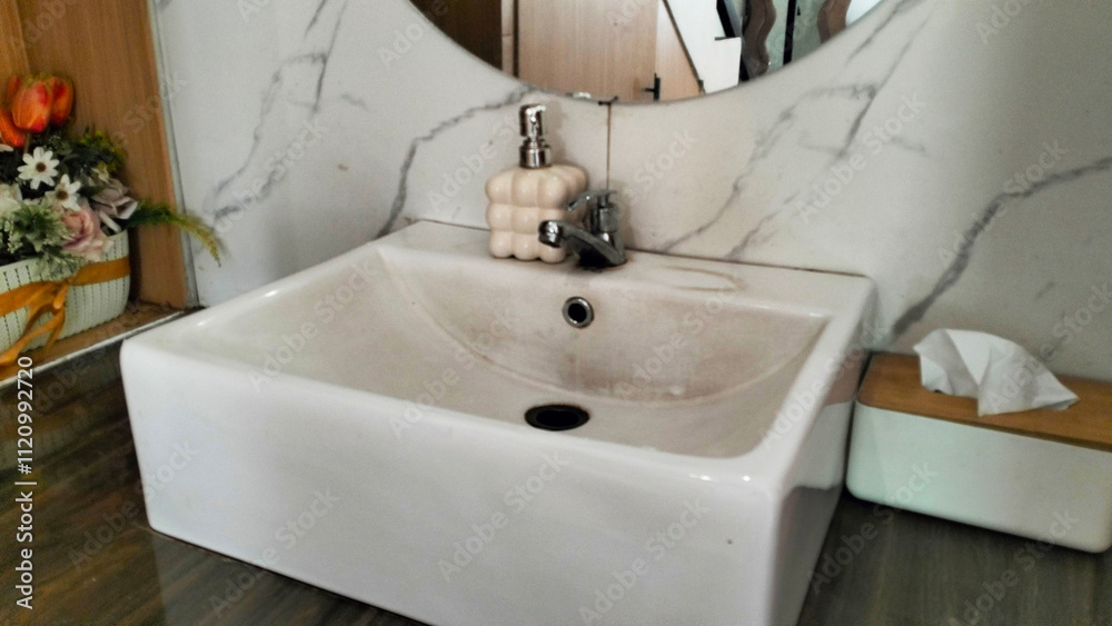 Fototapeta premium modern bathroom sink and faucet