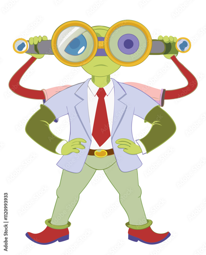 Fototapeta premium Businessman with binoculars business concept vector image, Isolated on white background. 