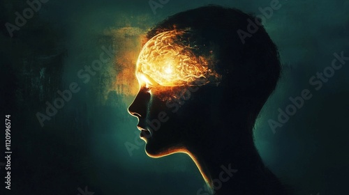 a person with a glowing brain in their head