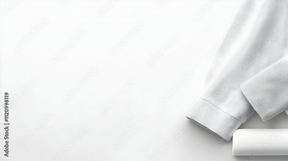 White sweater and lint roller on white background. White sweater and lint roller on white background.