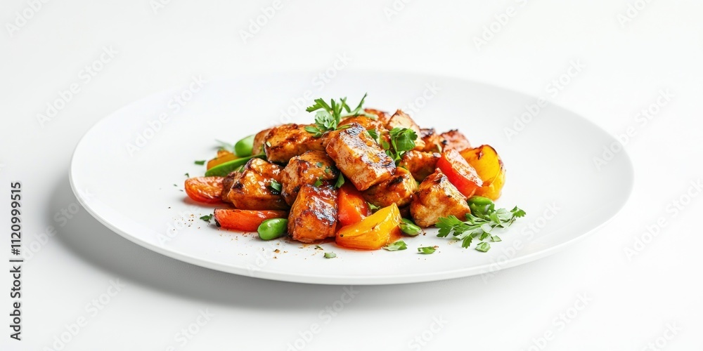 Grilled Chicken Cubes Served with Roasted Vegetables Grilled Chicken Cubes Served with Roasted Vegetables