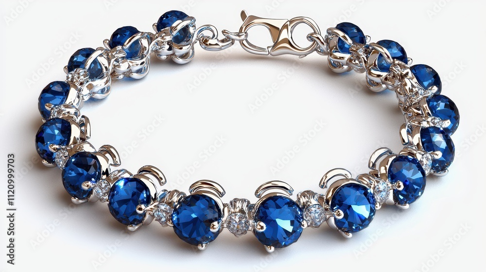 Elegant Sapphire Anklet with Round Sapphires and Glittering Accents