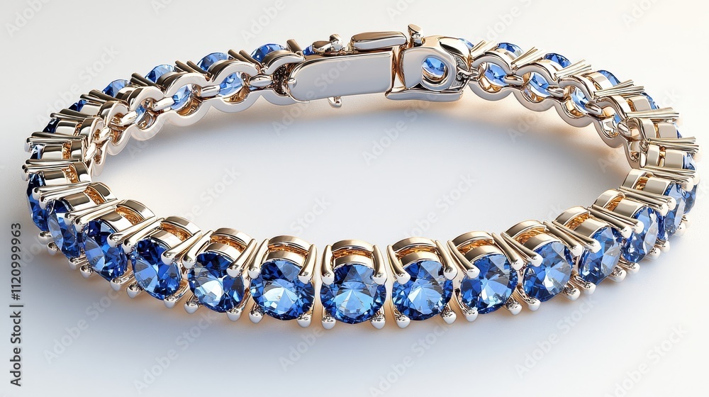 Elegant Sapphire Bracelet in Tennis Style with Gleaming Blue Gems Elegant Sapphire Bracelet in Tennis Style with Gleaming Blue Gems