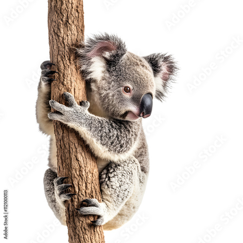 Koala bear side isolated on transparent or white background, png photo