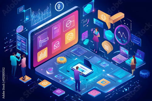 Marketing gamification depicted on an educational platform, integrating interactive game mechanics to make learning fun and engaging.