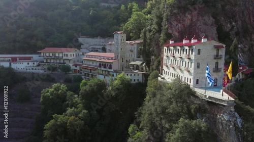 Drone orbit Video of Holy Monastery of Prousos in Karpenissi Evrytania Greece photo