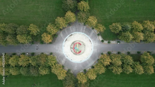 Glasgow 2014 Commonwealth Games Monument, Aerial, Top Down View. photo