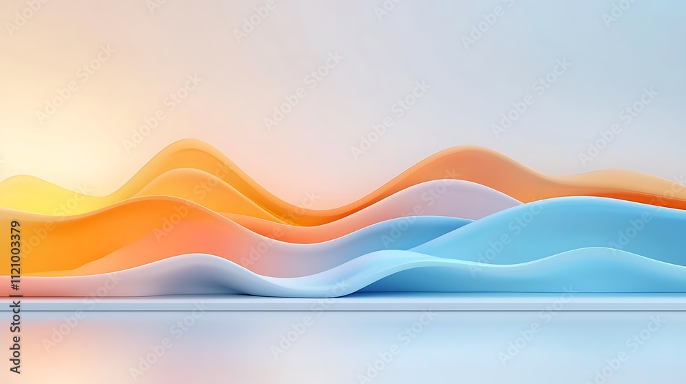 Dynamic abstract waves in tranquil setting digital art soft color palette modern aesthetic Dynamic abstract waves in tranquil setting digital art soft color palette modern aesthetic