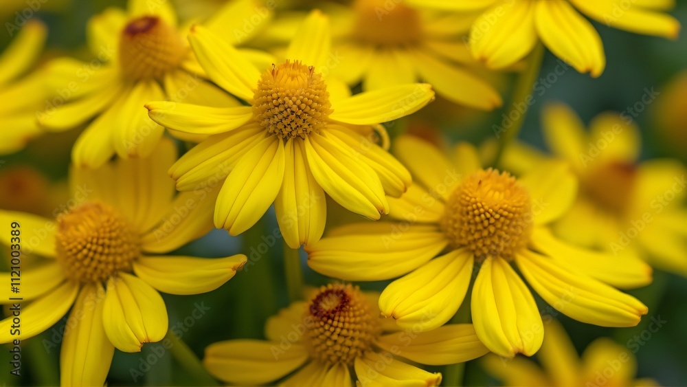 Close-up of Vibrant Yellow Arnica Flowers, Delicate Petals and Unique Shape, Botanical Photography Close-up of Vibrant Yellow Arnica Flowers, Delicate Petals and Unique Shape, Botanical Photography