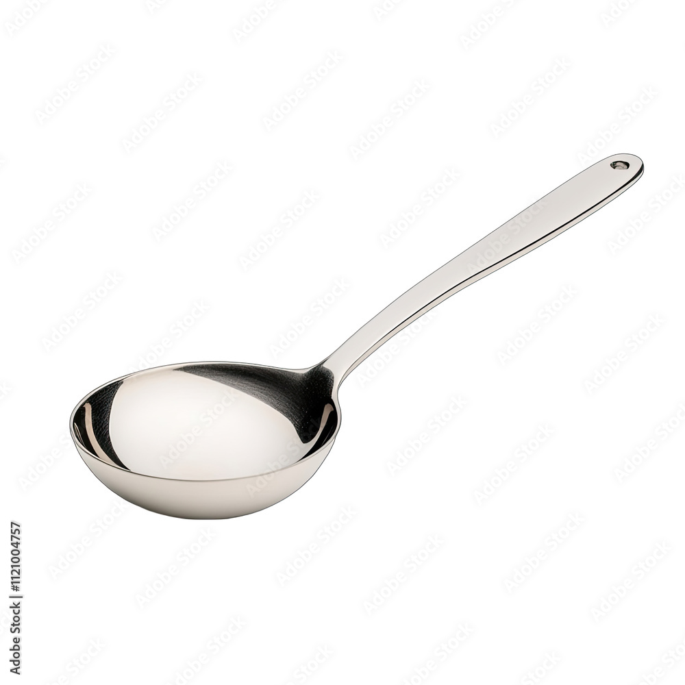 Stainless steel soup ladle, polished surface isolated on transparent background Stainless steel soup ladle, polished surface isolated on transparent background