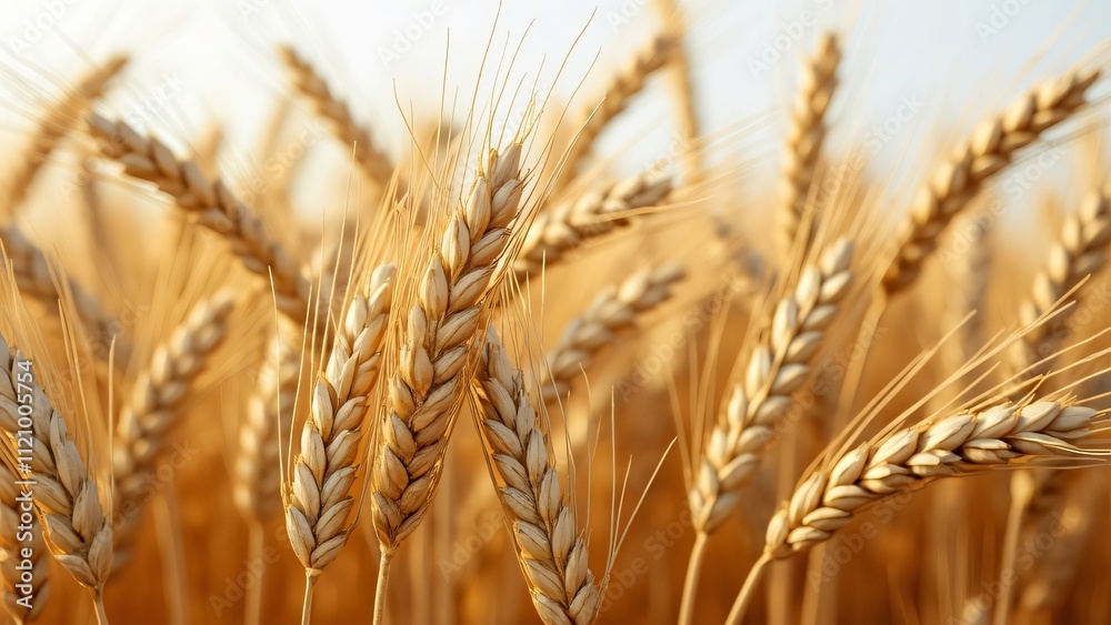 Golden Wheat Field Close-Up, Ripe Ears Ready for Harvest, High-Resolution Image Golden Wheat Field Close-Up, Ripe Ears Ready for Harvest, High-Resolution Image