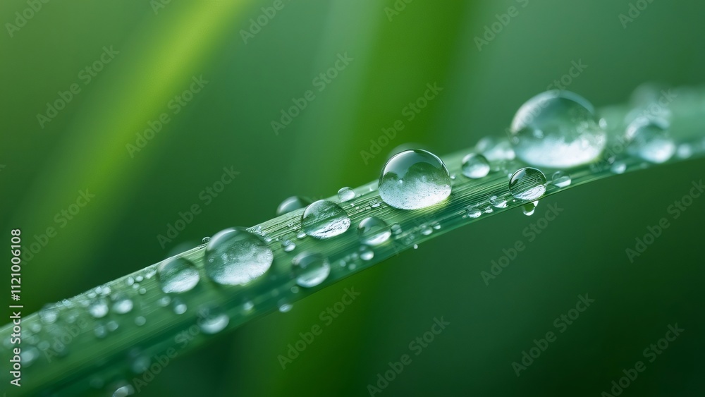 Macro Photography, Sparkling Dew Drops on a Grass Blade, High-Resolution Nature Image Macro Photography, Sparkling Dew Drops on a Grass Blade, High-Resolution Nature Image