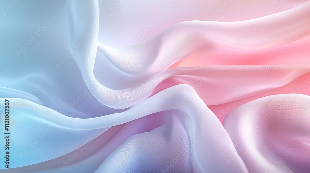Fototapeta premium Abstract soft silk movement elegance in pastel textures - close-up digital art