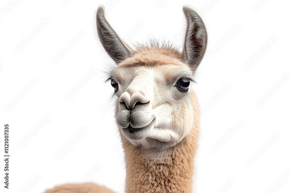 Obraz premium Excellent quality llama collection photo standing solitary on a white backdrop. Generative Ai