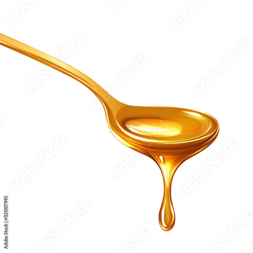 Golden honey dripping from spoon, creating sweet allure