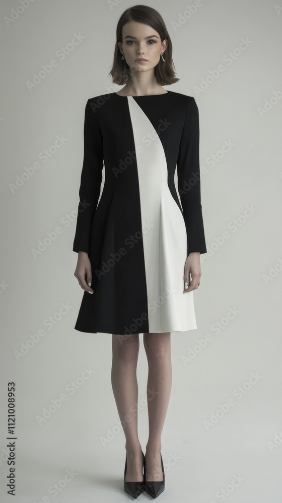 Monochromatic Chic Dress: Black and White Fashion Monochromatic Chic Dress: Black and White Fashion
