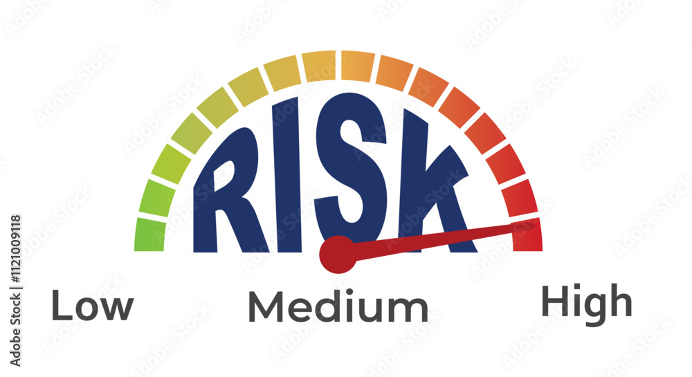 High Risk indicator with Low Medium High Risk level for risk scale ...