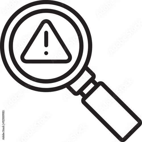 Identifying risk for risk identifying method with stroke caution sign in magnifying glass with risk matrix. Identify risk in finding hazard in managing risks and identification with magnifying icon