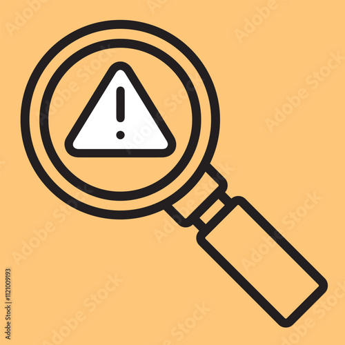 Identifying risk for risk identifying method with white caution sign in magnifying glass with risk matrix and identify risk for finding hazards in managing risks and identification with magnifying