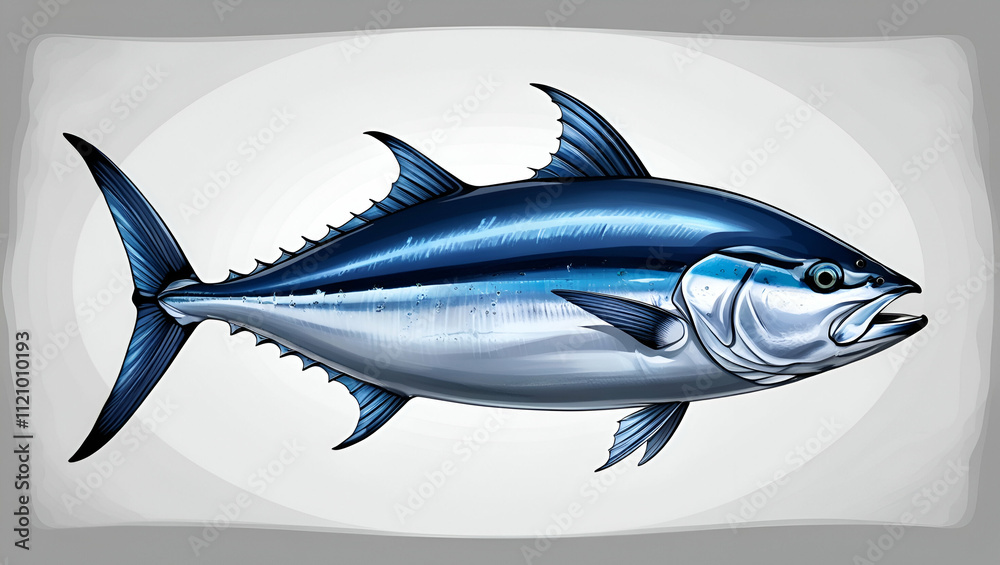 World Tuna Day, Bluefin tuna illustration on white background, Tuna Seafood for Culinary and Food Concepts. A tuna fish jumping out the water, Generative Ai World Tuna Day, Bluefin tuna illustration on white background, Tuna Seafood for Culinary and Food Concepts. A tuna fish jumping out the water, Generative Ai