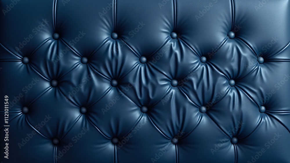 Fototapeta premium Luxury Deep Blue Leather Texture, Buttoned Upholstery Background for Interior Design, Wallpaper, and Presentation Covers. High-Resolution Image of Elegant Velvet Sofa Texture Perfect for