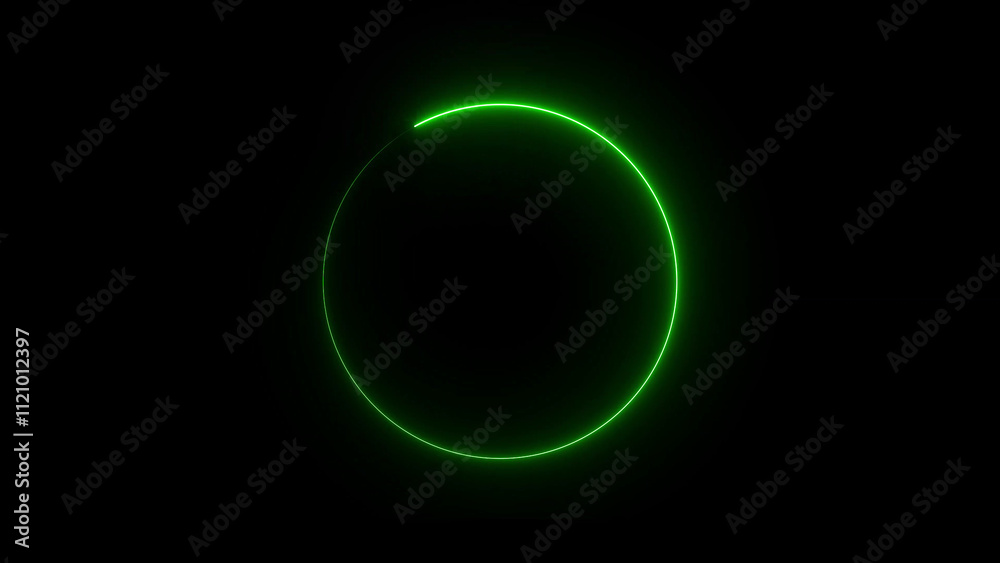 Glowing flow circle background. LED screens projection technology. Seamless looping circle photo frame with Green neon graphic on black background.4k vector image Glowing flow circle background. LED screens projection technology. Seamless looping circle photo frame with Green neon graphic on black background.4k vector image